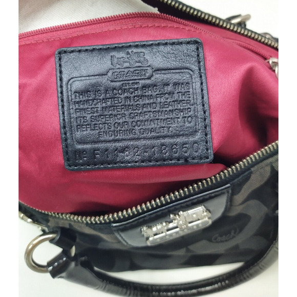 Coach Madison Signature Black Canvas Leather Zip Top Handle Satchel - Picture 12 of 16